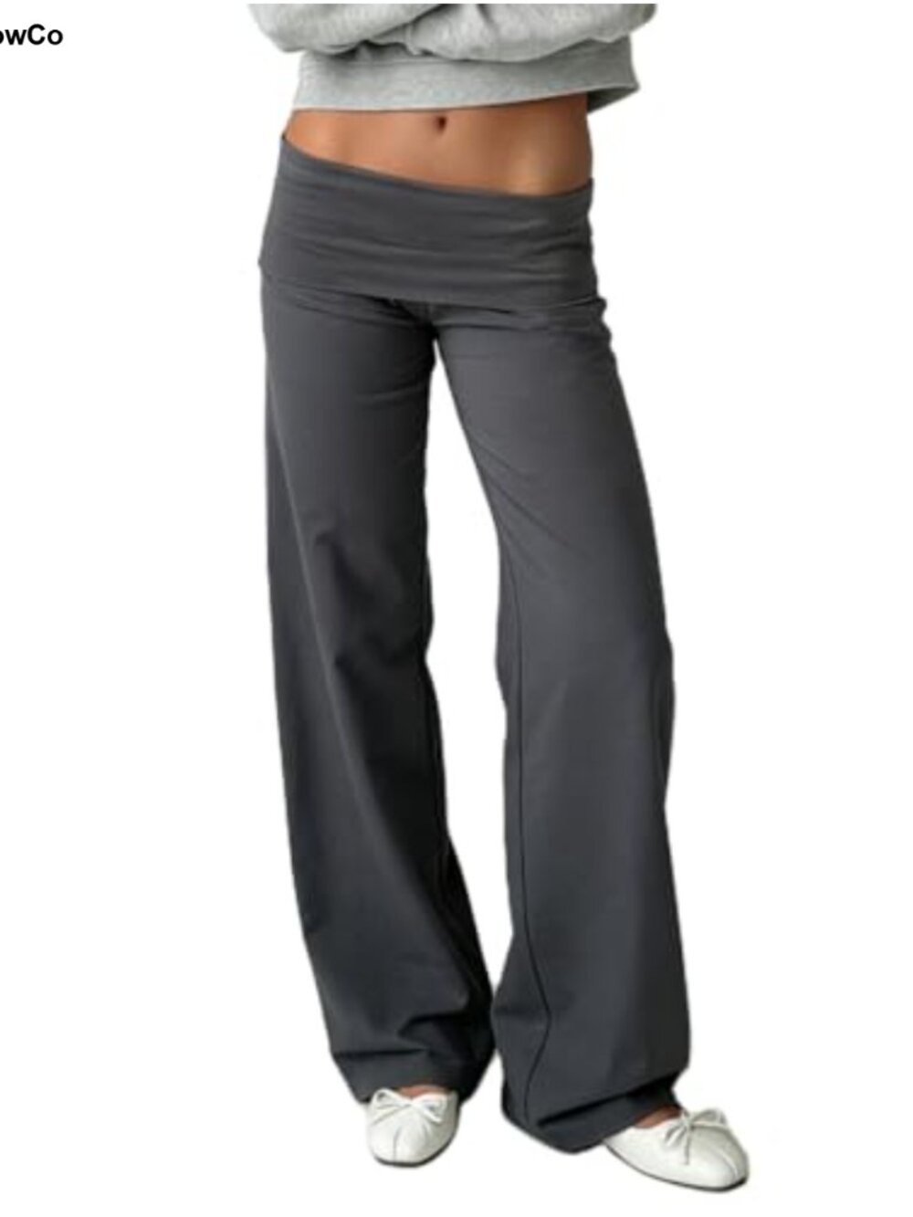 Fold Over Lounge Pants Women Y2K Low Rise Wide Leg Yoga Sweatpants 100%